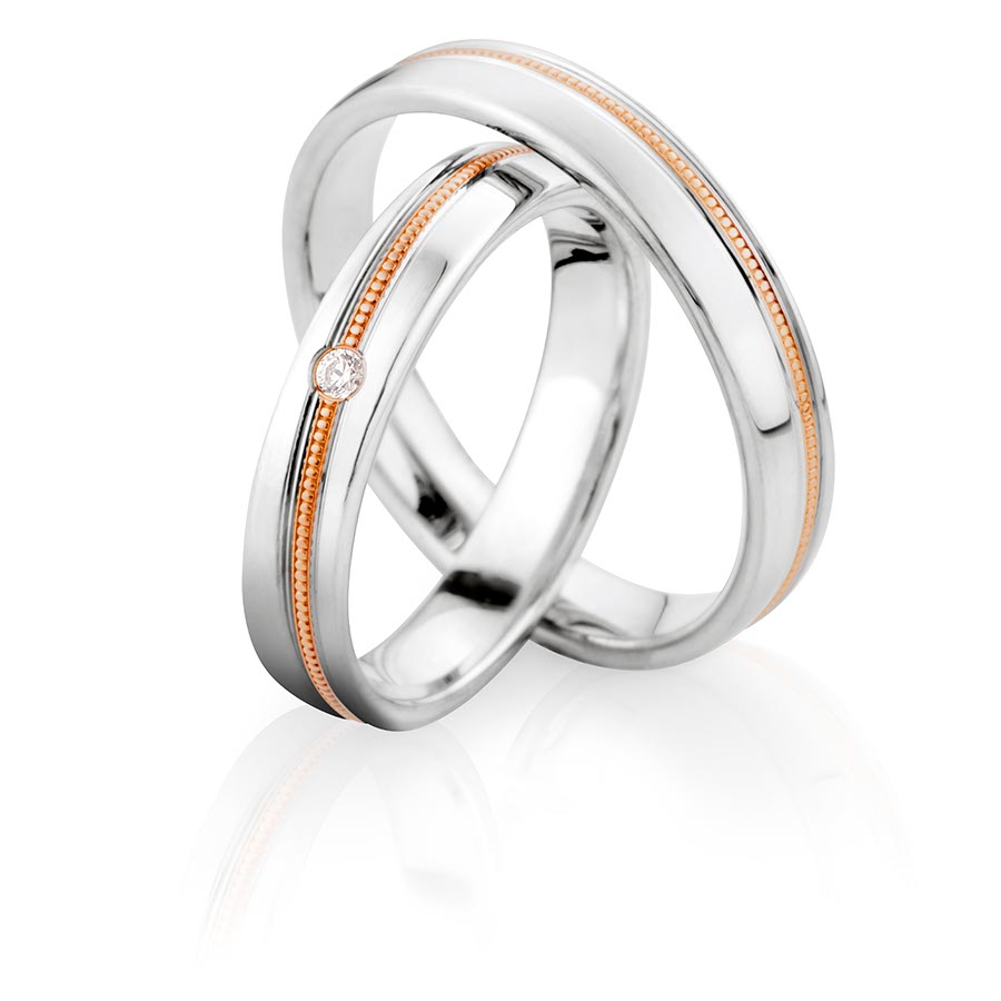 Trauringe Zülpich Eheringe 375 Rotgold, Weißgold+Pd 514772-40