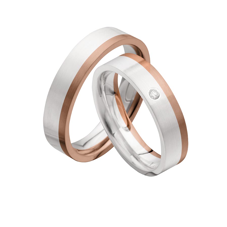 Trauringe / Eheringe 500 Palladium, 333 Rotgold 518104-50