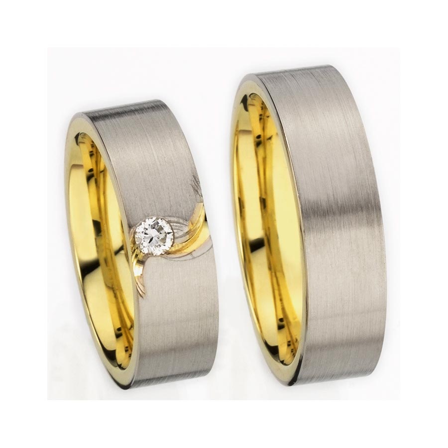 Trauringe / Eheringe 925 Silber, 333 Gelbgold 514390-65