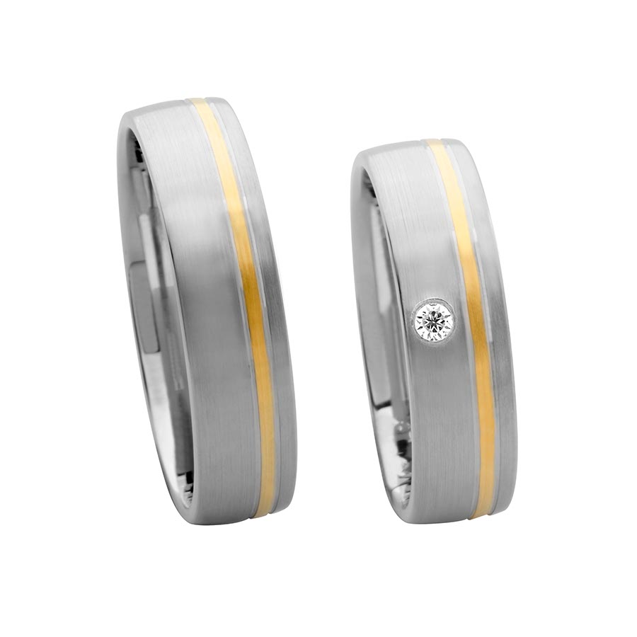 Trauringe Zülpich 585 Gelbgold, Weißgold+Pd 514630-55