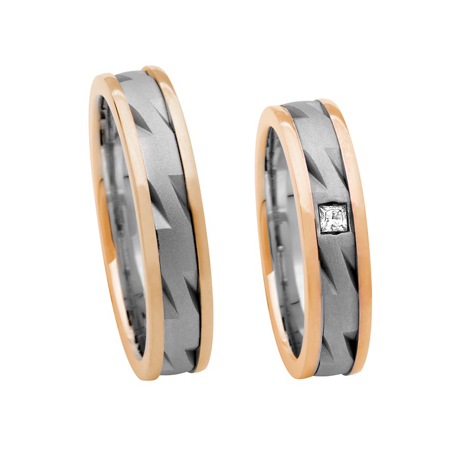 Trauringe Zülpich 585 Rotgold, Weißgold+Pd 518007-50